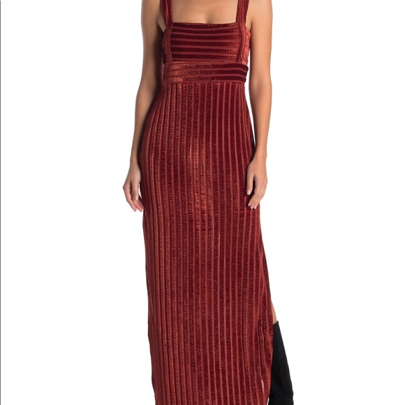 Free People | Geneva Ribbed Velvet Maxi Slit Dress - Picture 4 of 8
